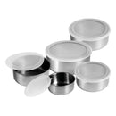 Jogo de 5 tigelas inox armazenamento cozinha com tampas. Práticas e eficientes para organização na cozinha.