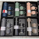 Kit Garrafa Térmica 500ml Inox + 3 Xícaras